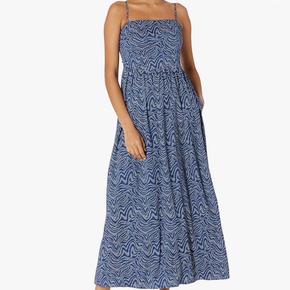 Blue smocked cami maxi dress
